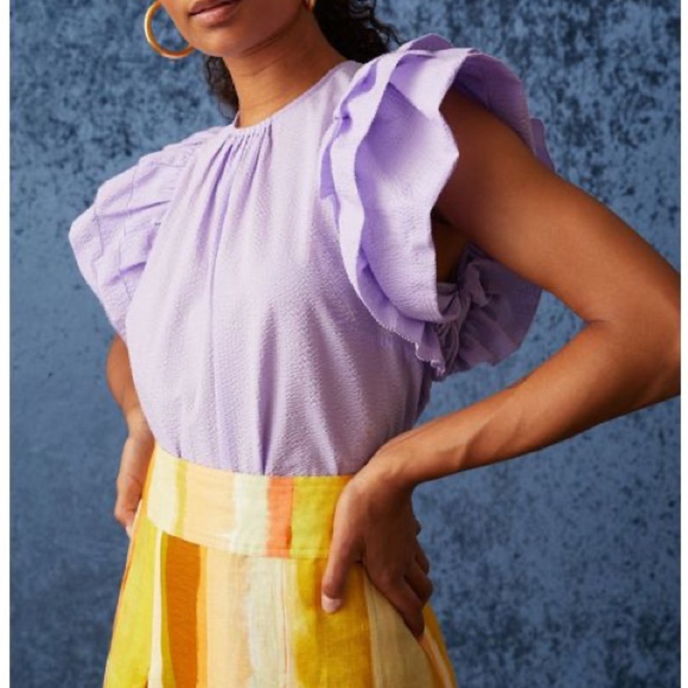 Marie Oliver Aster Top Women's Ruffled Purple Top